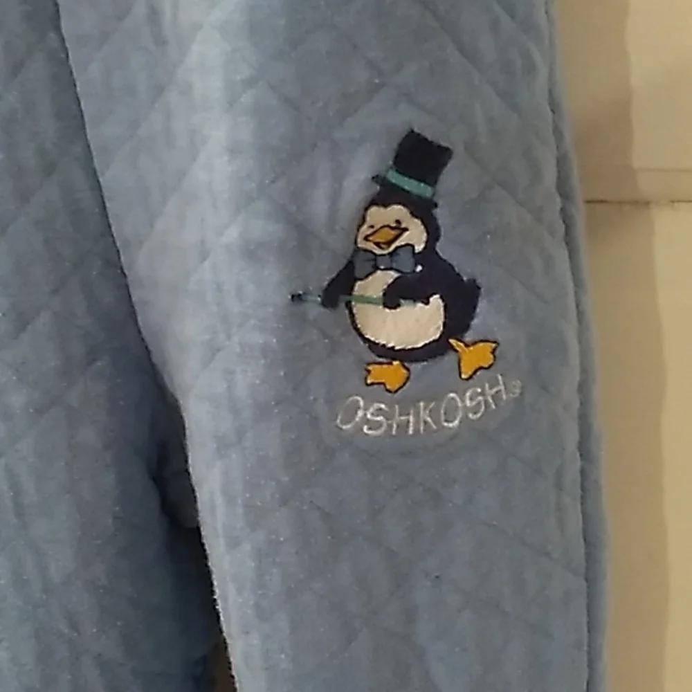 Vintage Oshkosh Baby Bgosh blue 18m penguin 🐧 bibs made in USA 🇺🇸